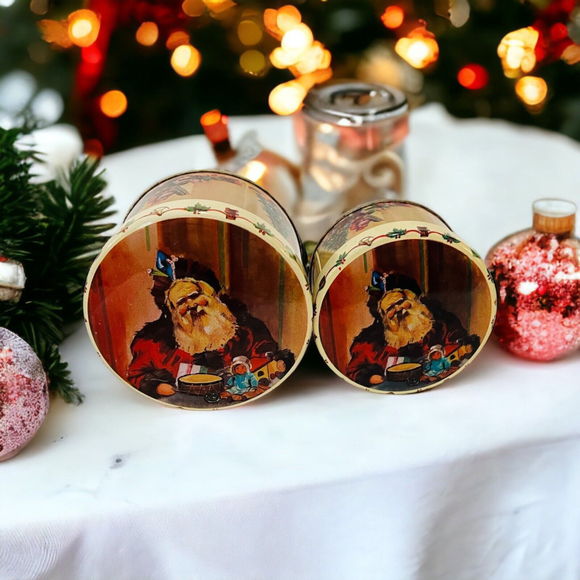 Santa Christmas Toys Nesting Candy Tin Box Storage Containers EUC - Picture 5 of 8